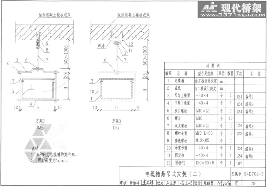 电缆槽悬吊式安装(二）