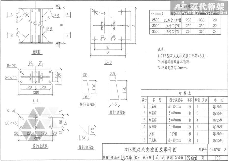 STZ型双头支柱图及零件图