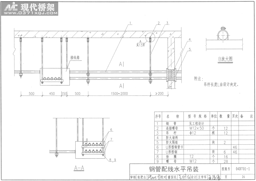 钢管配线水平吊装