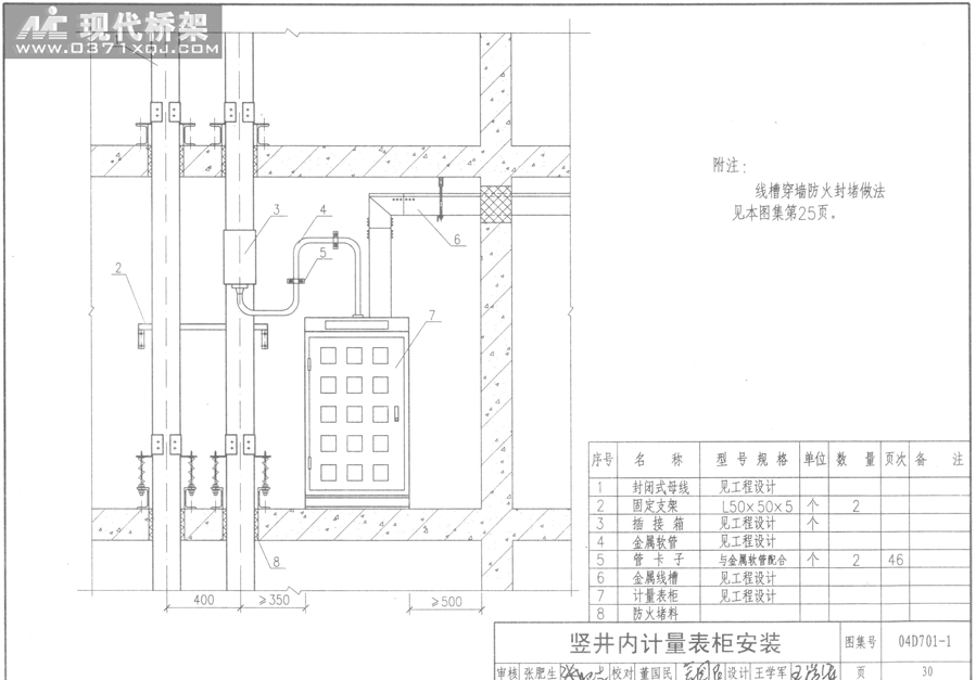 竖井内计量表柜安装