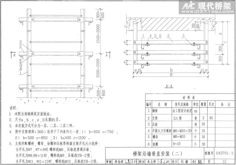 电缆桥架沿墙垂直安装（二）- 角钢燕尾安装做法