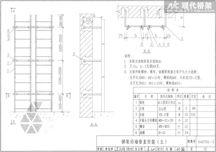 梯级式桥架沿墙垂直安装（五）- 角钢燕尾安装做法