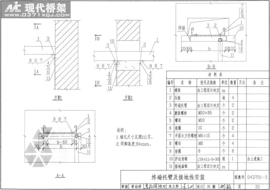 终端托臂及接地线安装