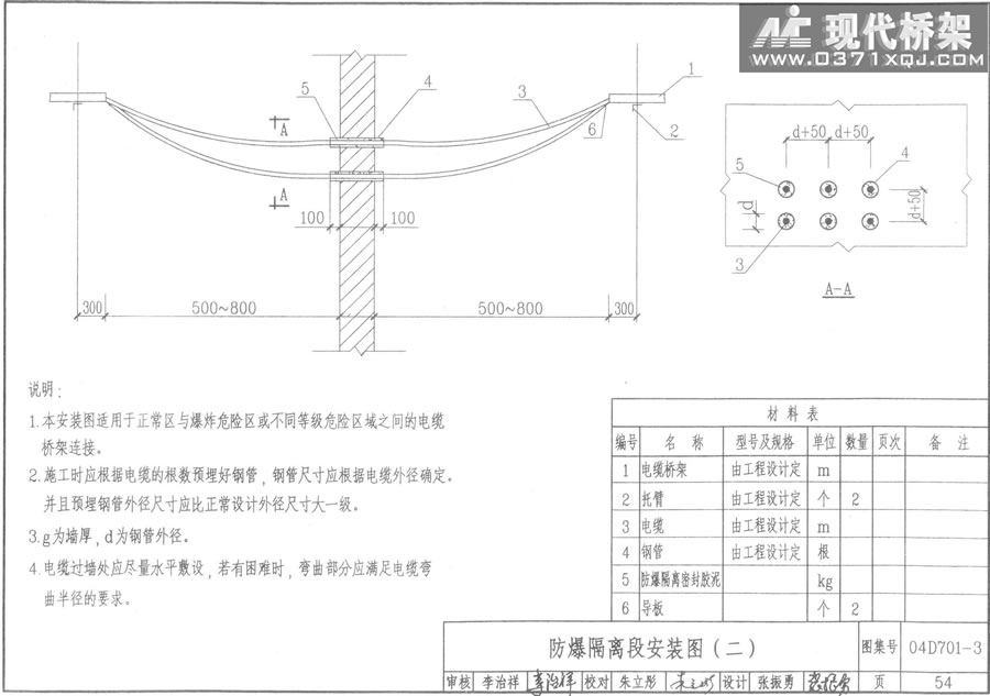 电缆桥架防爆隔离段安装图（二）